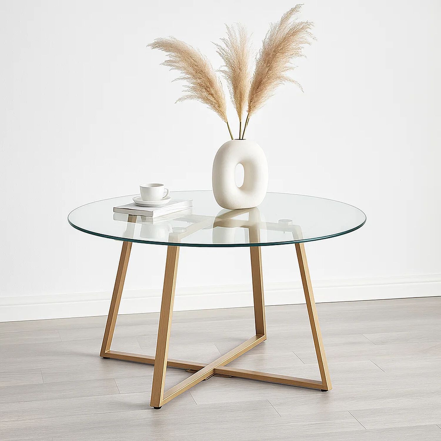 Mesa De Centro Para Living De Vidrio Y Metal 80cm image number 2.0