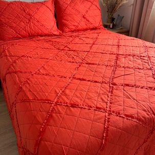 Cubrecama King Microfibra Con Vuelos Naranjo