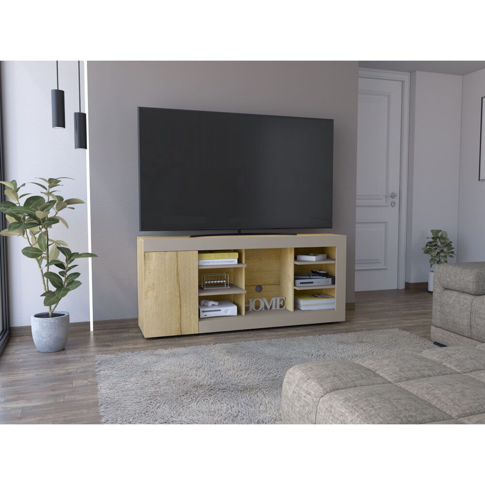 Mesa Para Tv 65" Fm 68x150x38 Cm Café Claro Y Gris image number 4.0
