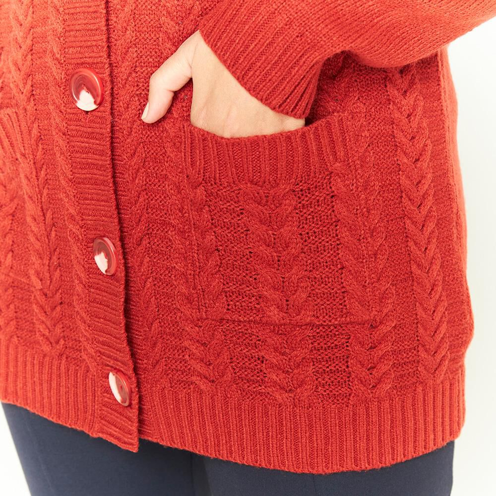 Sweater Cardigan Trenzado Cuello Camisero Mujer Lesage image number 5.0