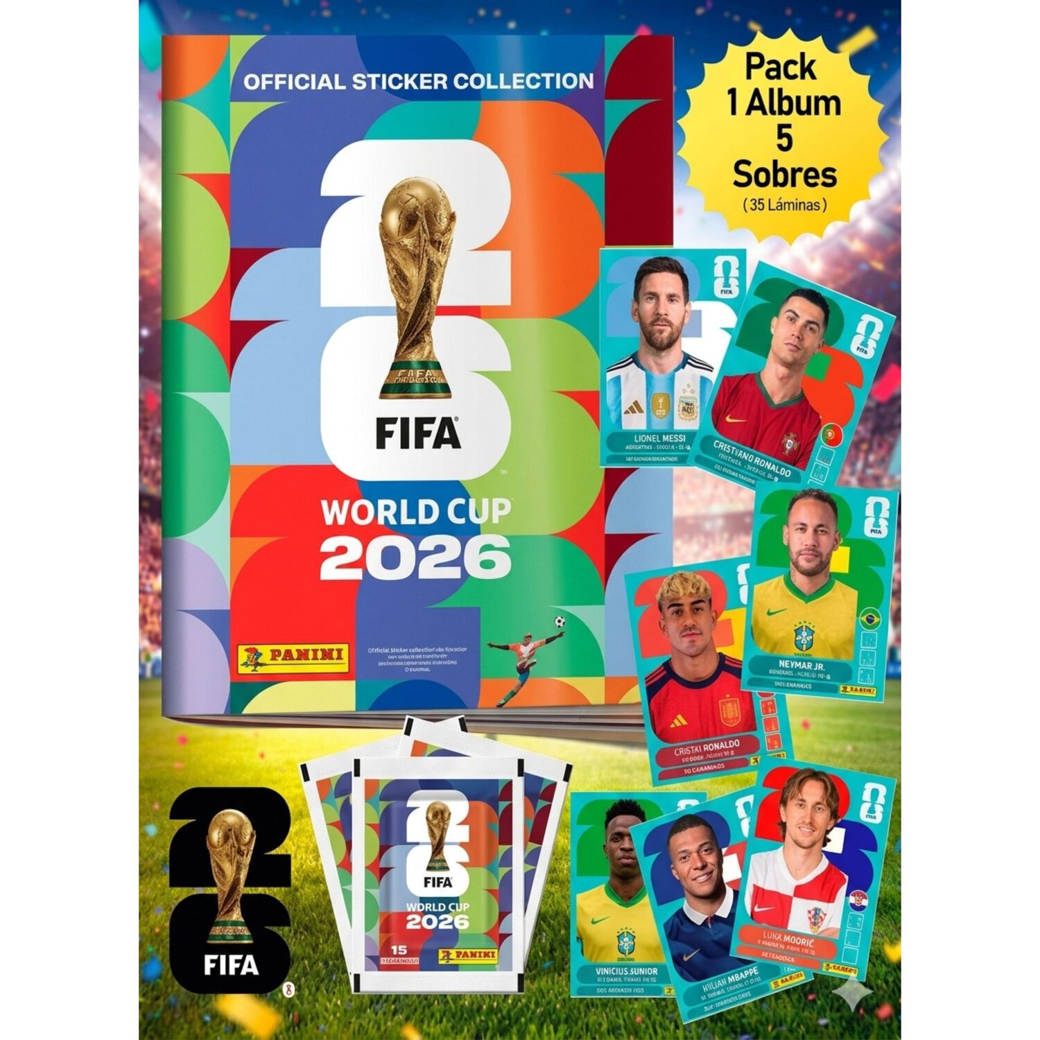 Pack &Aacute;lbum Fifa 2026 + 5 Sobres (35 L&aacute;minas) image number 4.0