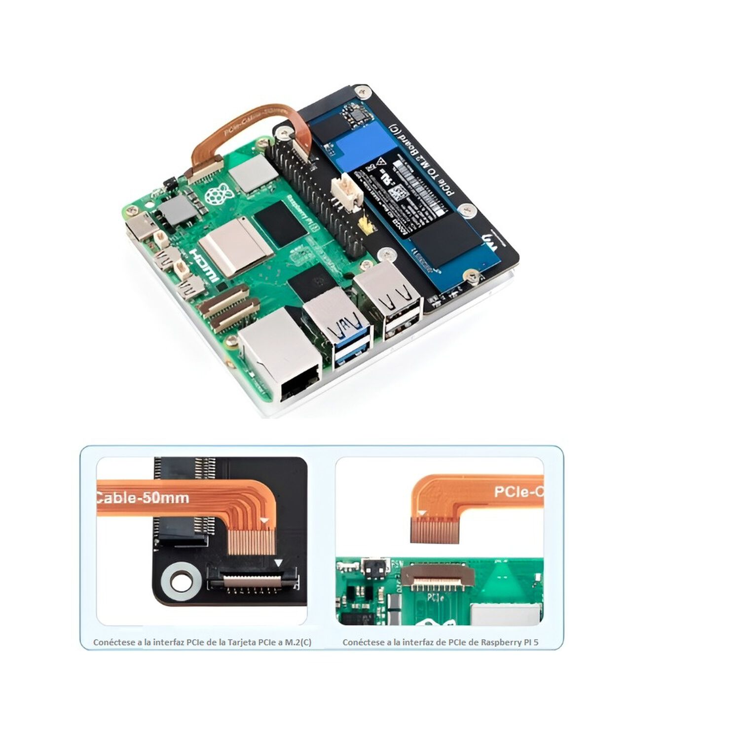 Adaptador Pcie A M.2 Nvme Ssd Para Raspberry Pi 5 image number 1.0