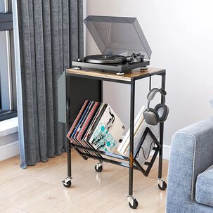 Mesa Soporte Tocadiscos Almacenamiento Vinilos Doble Capa