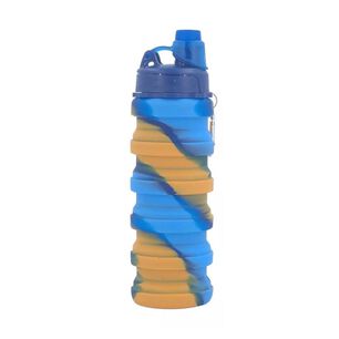 Botella Agua Para Ni&ntilde;os Silicona Plegable Arcoiris 500ml Naranjo