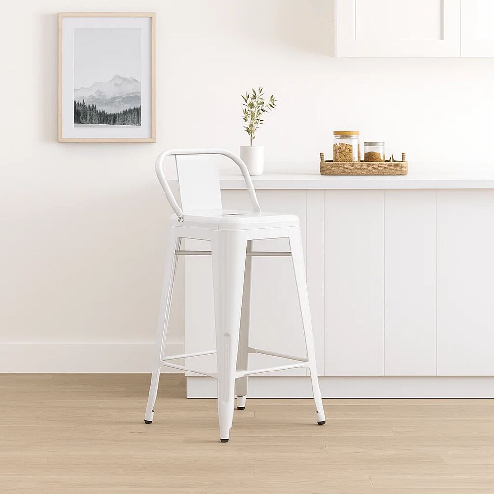 Taburete Tolix Acero Con Respaldo - Blanco image number 1.0
