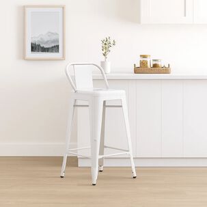 Taburete Tolix Acero Con Respaldo - Blanco