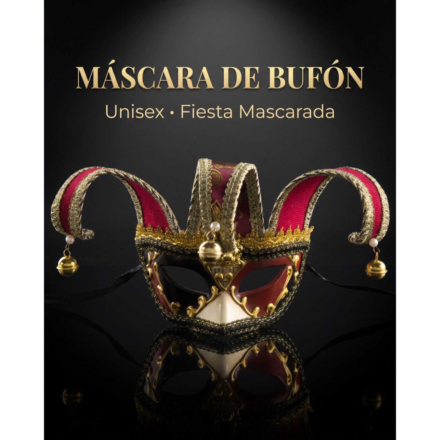 M&aacute;scara Buf&oacute;n Unisex Con Cascabeles Para Fiesta Veneciana image number 25.0