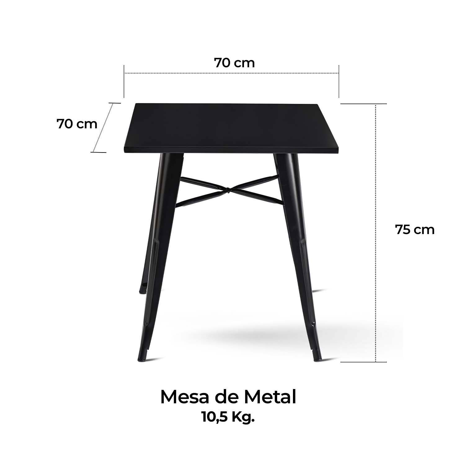Mesa Metal Tolix Negra 70x70 Cm image number 2.0