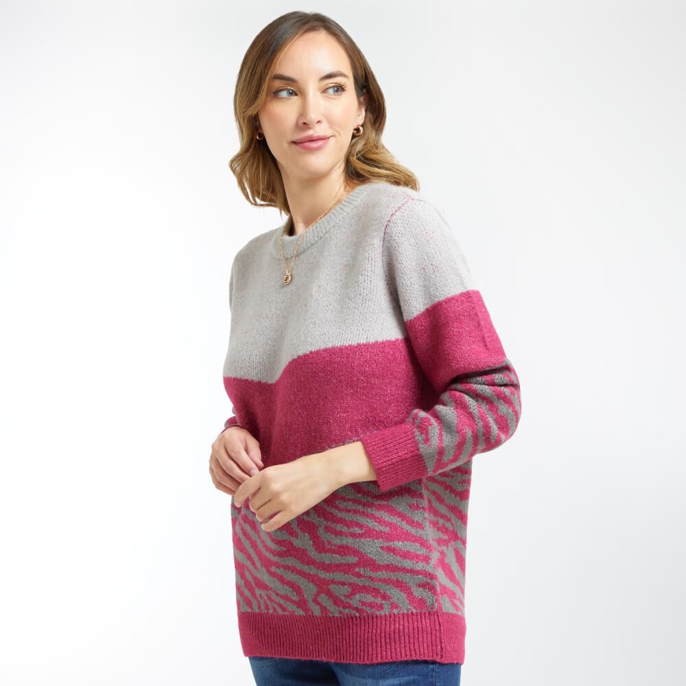 Sweater Bicolor Diseño Animal Cuello Redondo Mujer Geeps