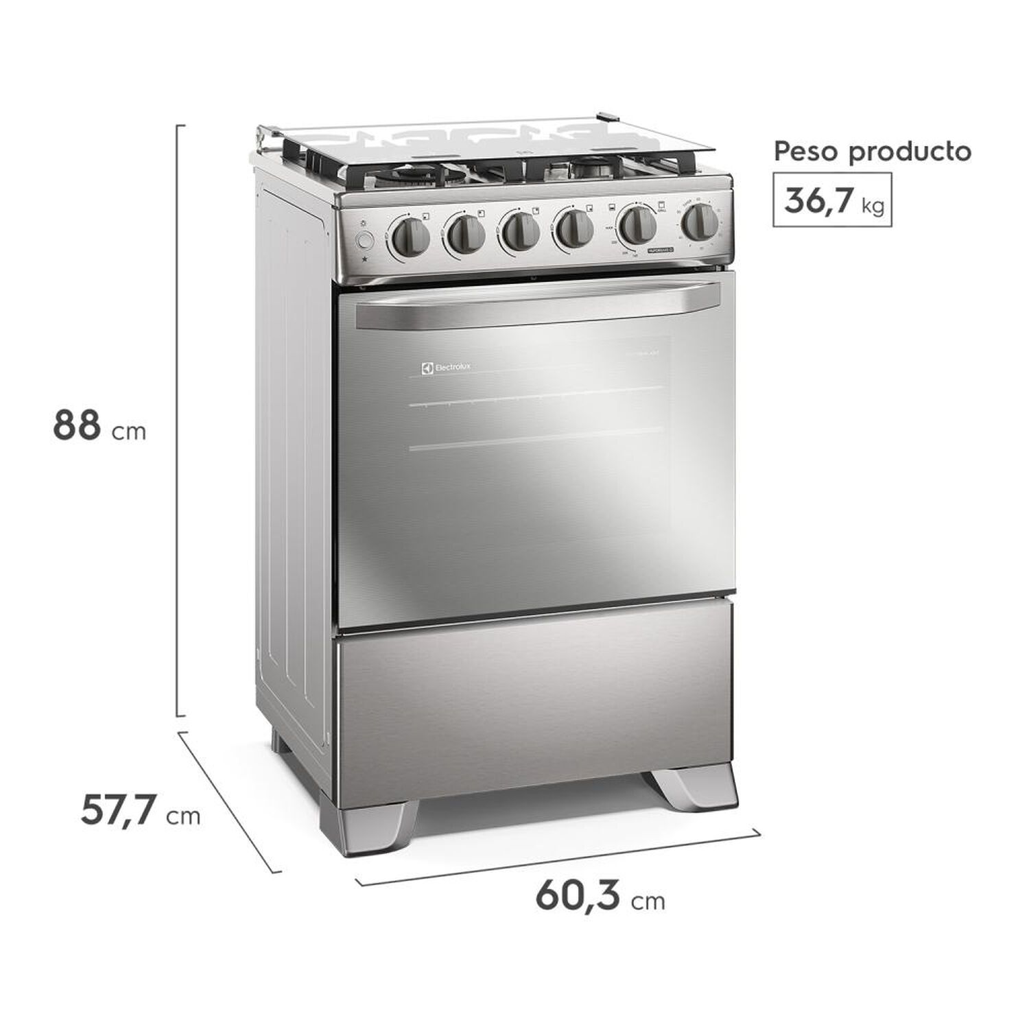 Cocina A Gas Electrolux Fe4sxc 4 Quemadores image number 2.0