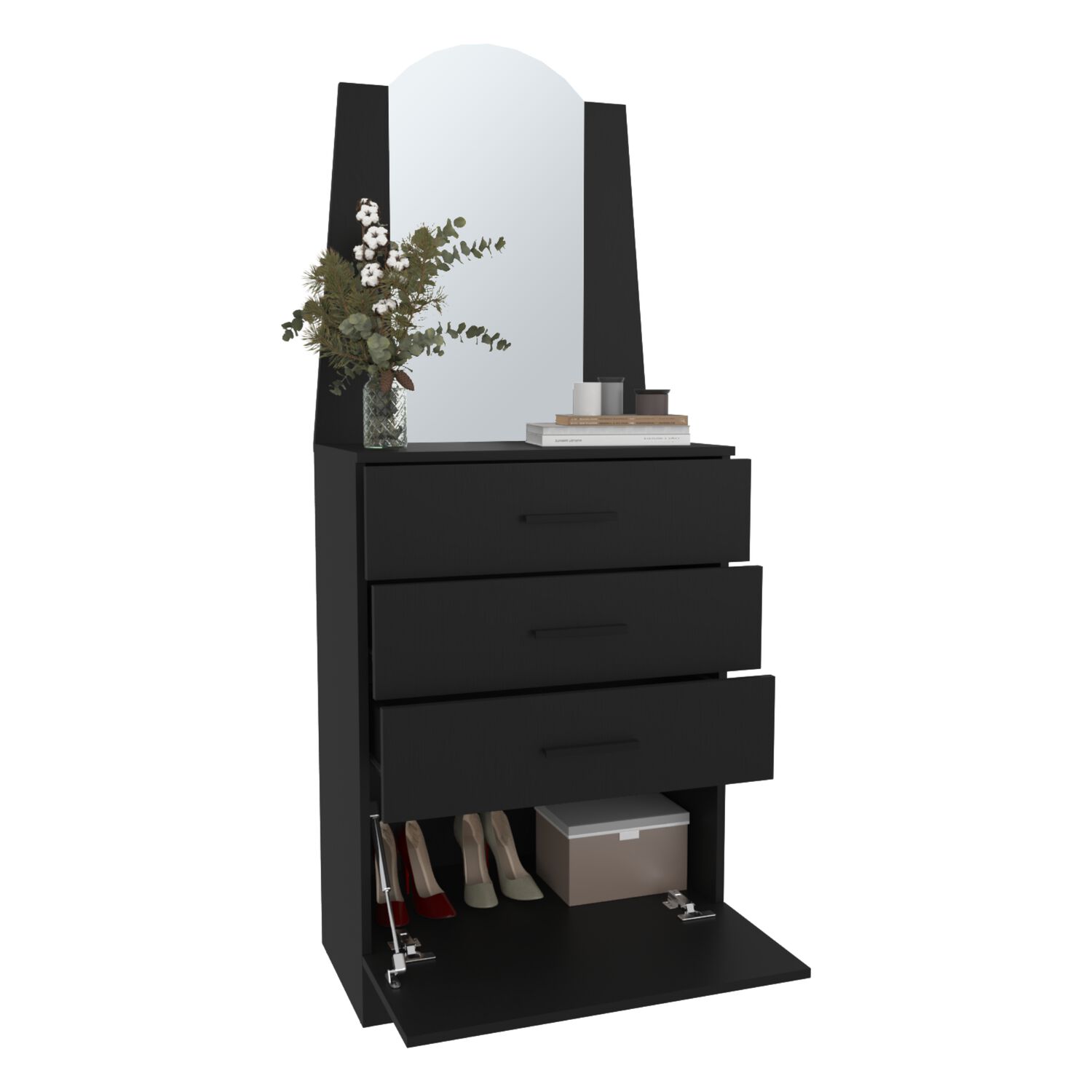 Comoda Con Espejo 159.5x62.8x35.3 Cm 3 Cajones 1 Puerta image number 2.0