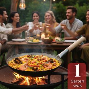 Sart&eacute;n Wok Tradicional Chino De 37cm Acero Al Carbono