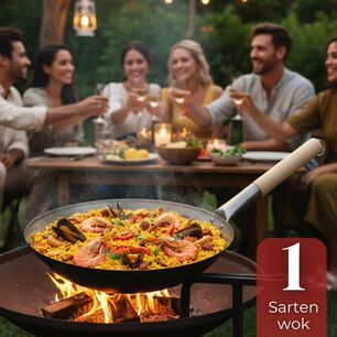 Sart&eacute;n Wok Tradicional Chino De 37cm Acero Al Carbono