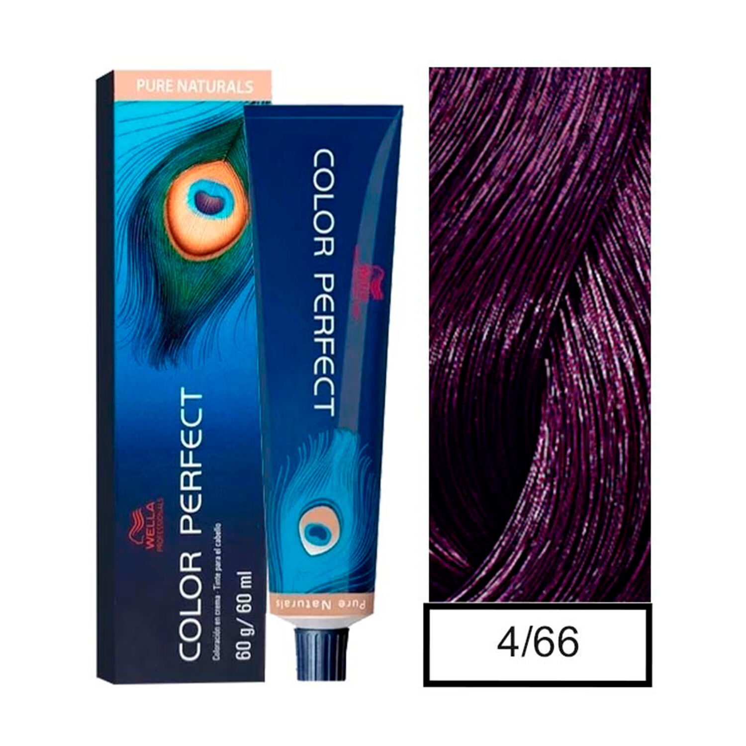 Wella - Tintura Permanente Color Perfect 4/66 Casta&ntilde;o Mediano Violeta Intenso 60gr + Oxidante 20vol 60ml image number 0.0
