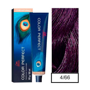 Wella - Tintura Permanente Color Perfect 4/66 Casta&ntilde;o Mediano Violeta Intenso 60gr + Oxidante 20vol 60ml