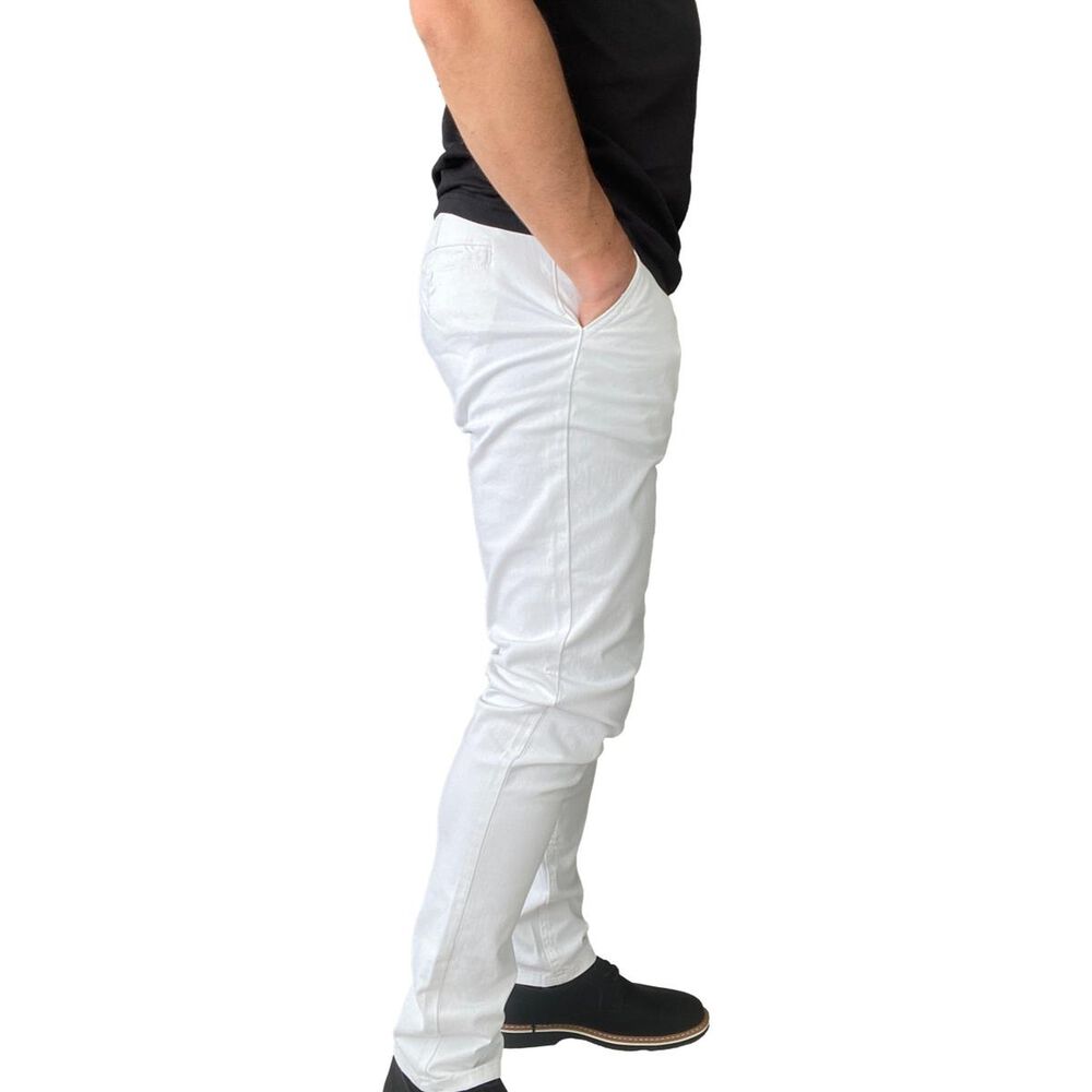 Pantal&oacute;n Elasticados Gabardina Blanco Para Hombres image number 4.0