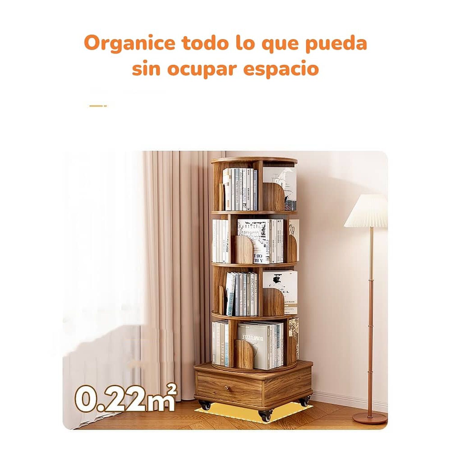 Biblioteca Giratoria 360 Librero Organizador Con Caj&oacute;n 173cm image number 3.0