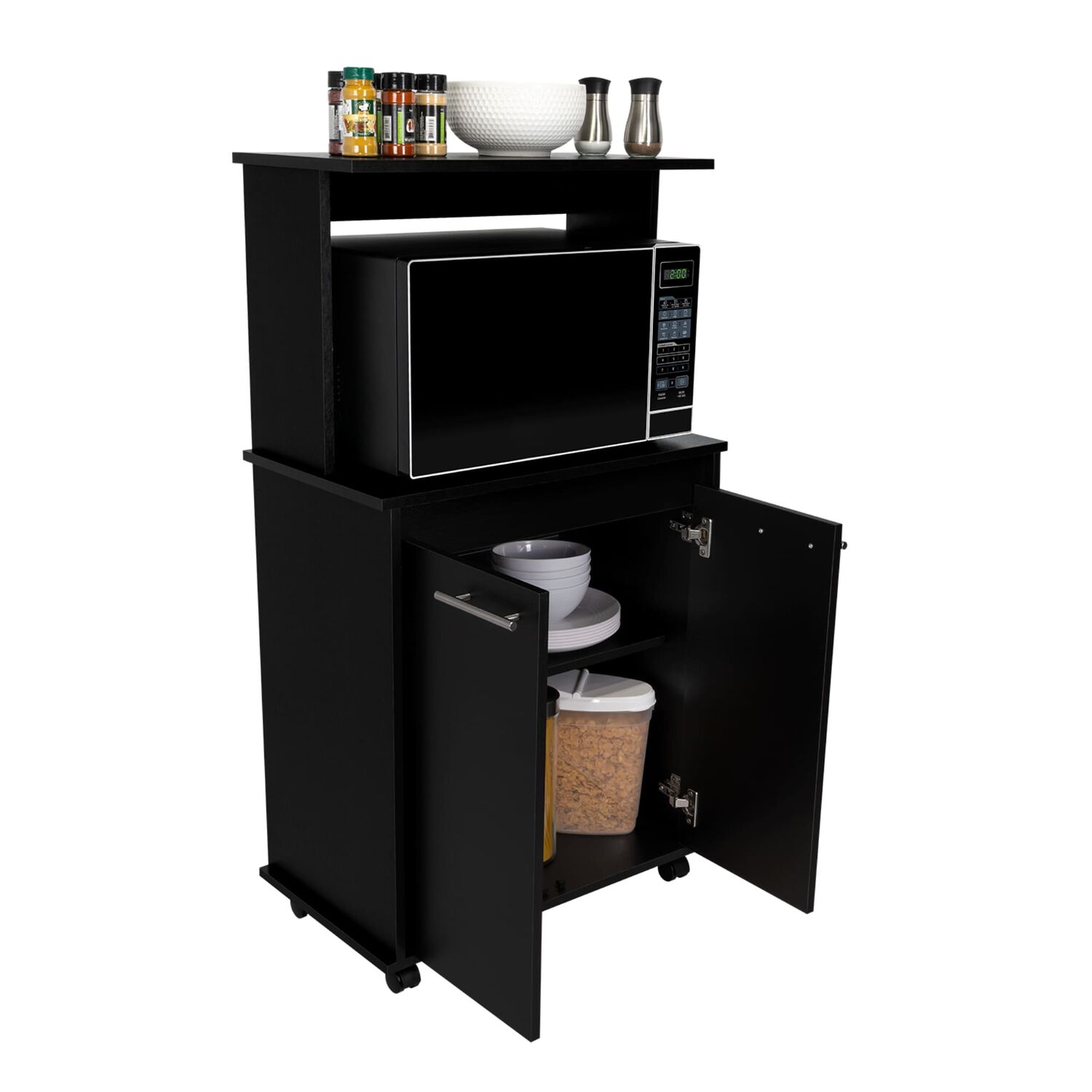 Mueble Microondas Con Ruedas 2 Puertas Fm-004n Negro image number 6.0