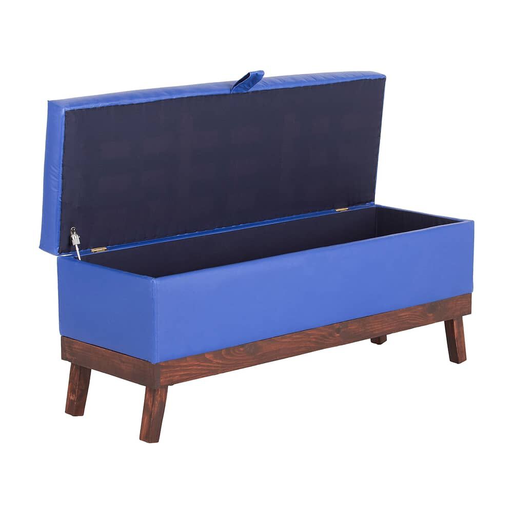 Banqueta Con Ba&uacute;l Incy Azul Eco Cuero 120x40x50 Cm M&aacute;xima Design image number 2.0