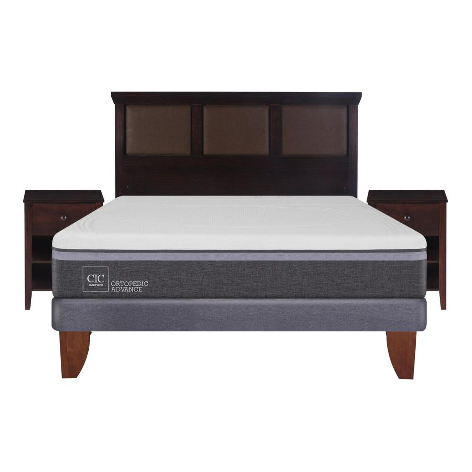 Cama Europea Cic Ortopedic / 2 Plazas / Base Normal  + Set De Maderas image number 0.0