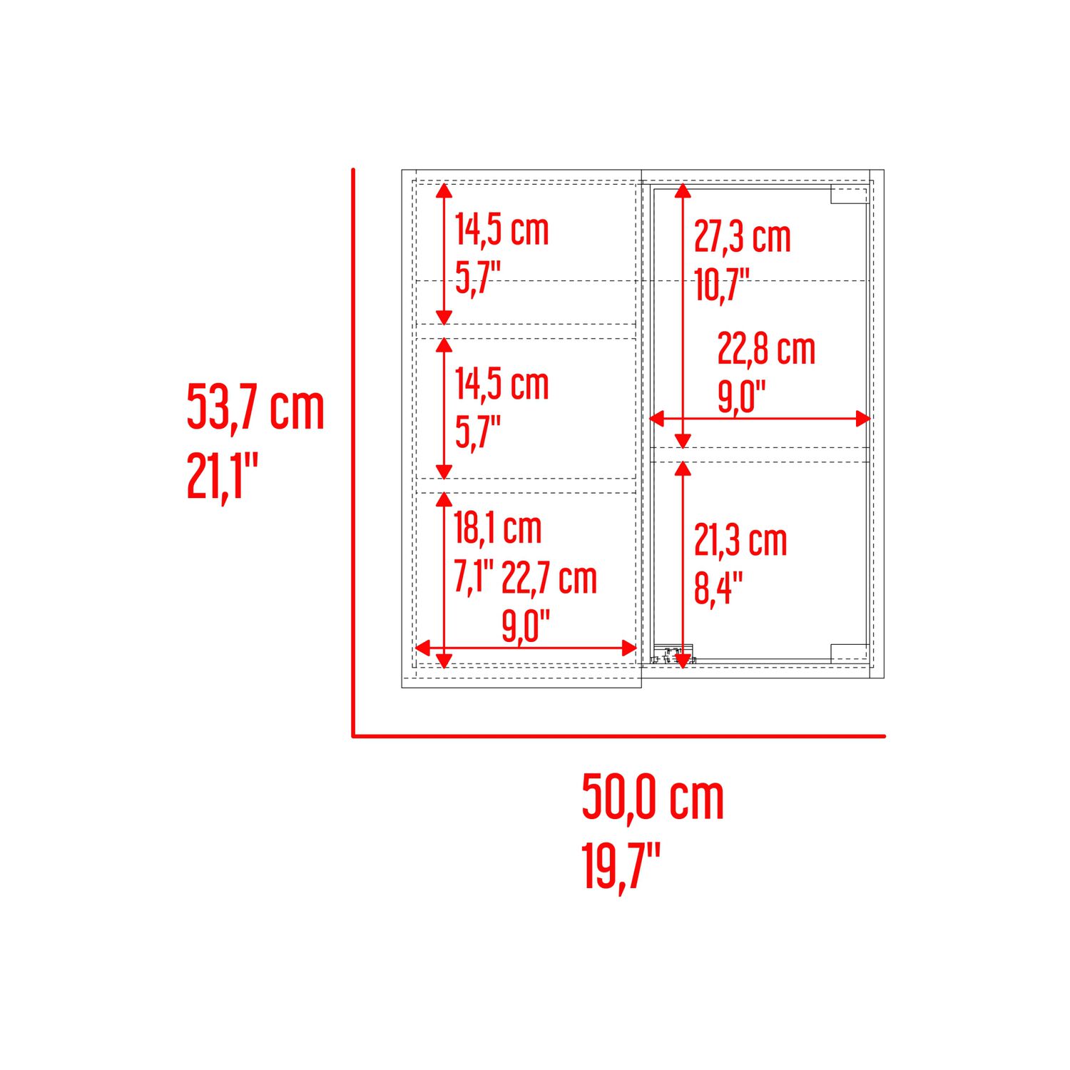Mueble De Ba&ntilde;o Botiquin 53.7x50x16.5 Cm Caf&eacute; Claro image number 8.0