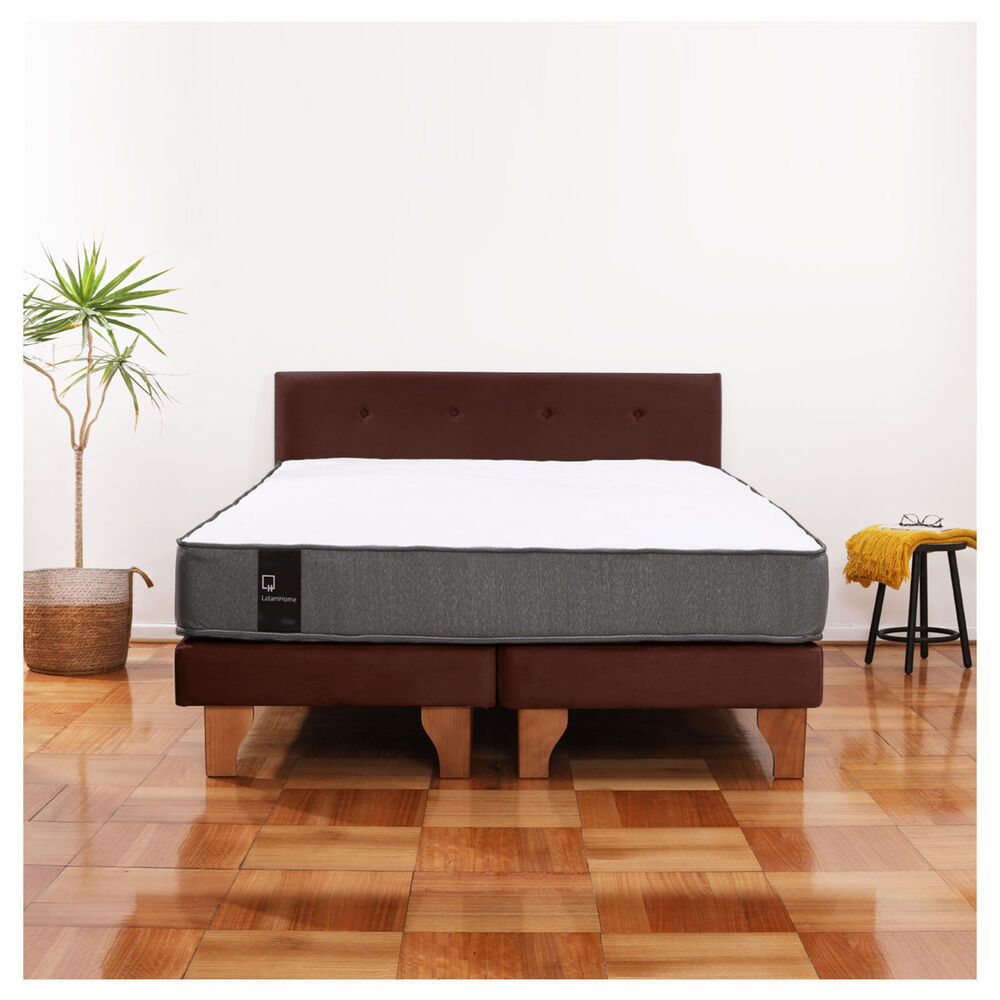 Cama Europea Zen Best Tela Velvet Chocolate 2 Plazas + Respaldo image number 0.0