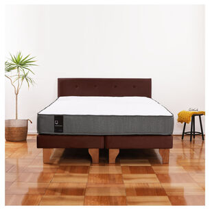 Cama Europea Zen Best Tela Velvet Chocolate 2 Plazas + Respaldo