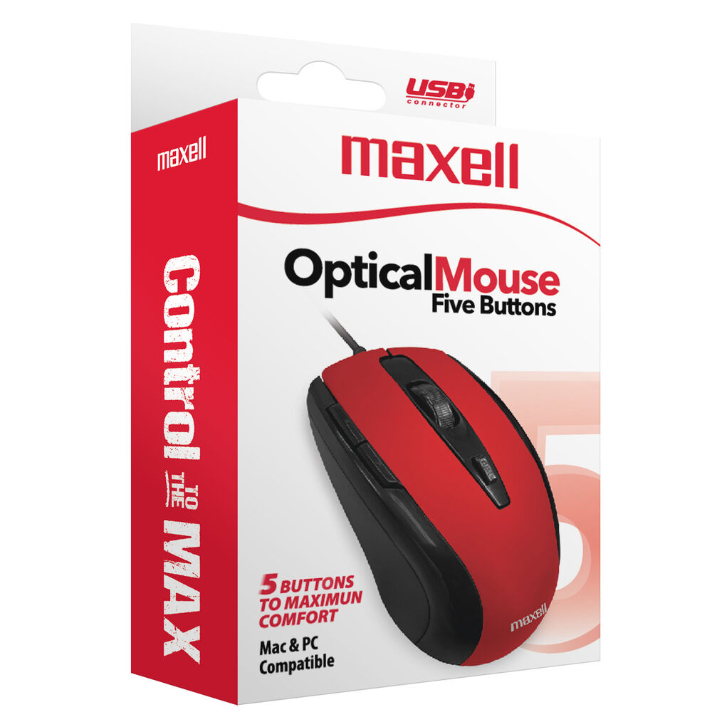 Mouse Óptico Maxell 5 Botones Mowr-105 Rojo image number 2.0