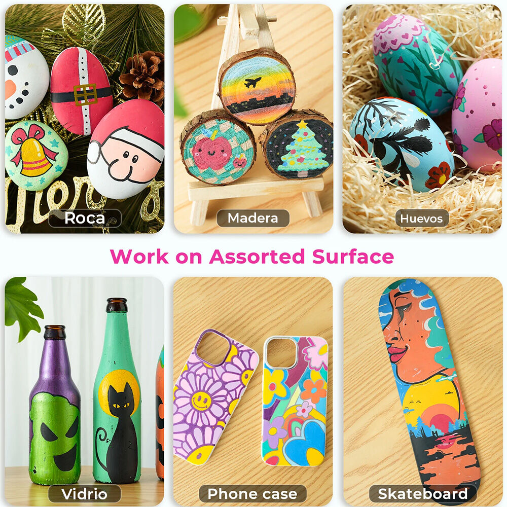 Ohuhu 60 Marcadores Acrílicos Punta Fina Y Redonda image number 5.0