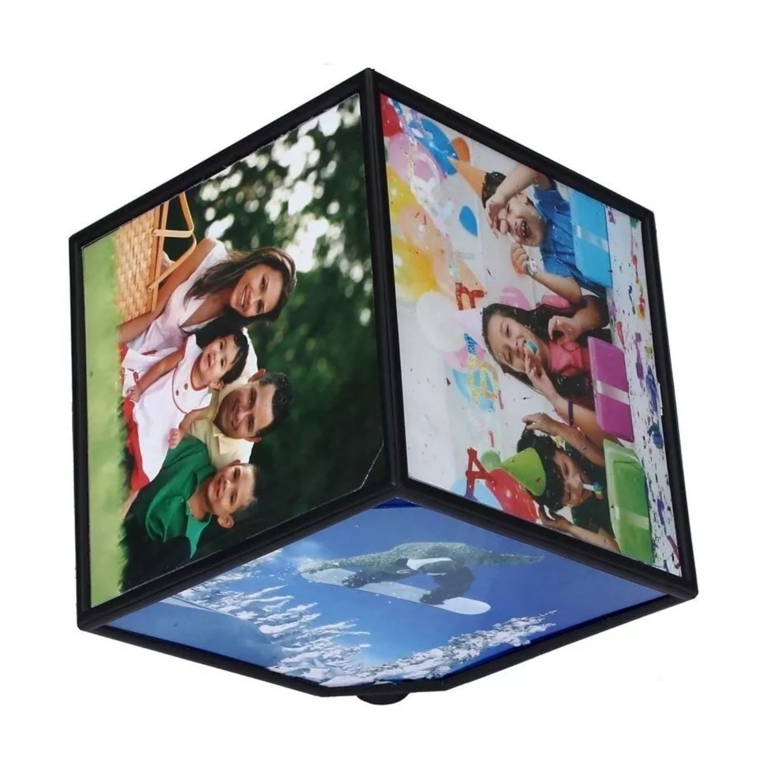 Cubo Rotativo 360 Foto Negro 11cm Para Exhibici&oacute;n Im&aacute;genes image number 2.0