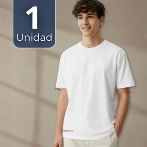 Polera Camiseta 150g Manga Corta 100% Algod&oacute;n Textura Suave Blanco Hombre