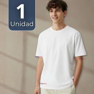 Polera Camiseta 150g Manga Corta 100% Algod&oacute;n Textura Suave Blanco Hombre