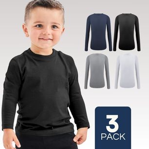 Pack 3 Camisetas Poleras Polar De Ni&ntilde;o Manga Larga Primera Capa