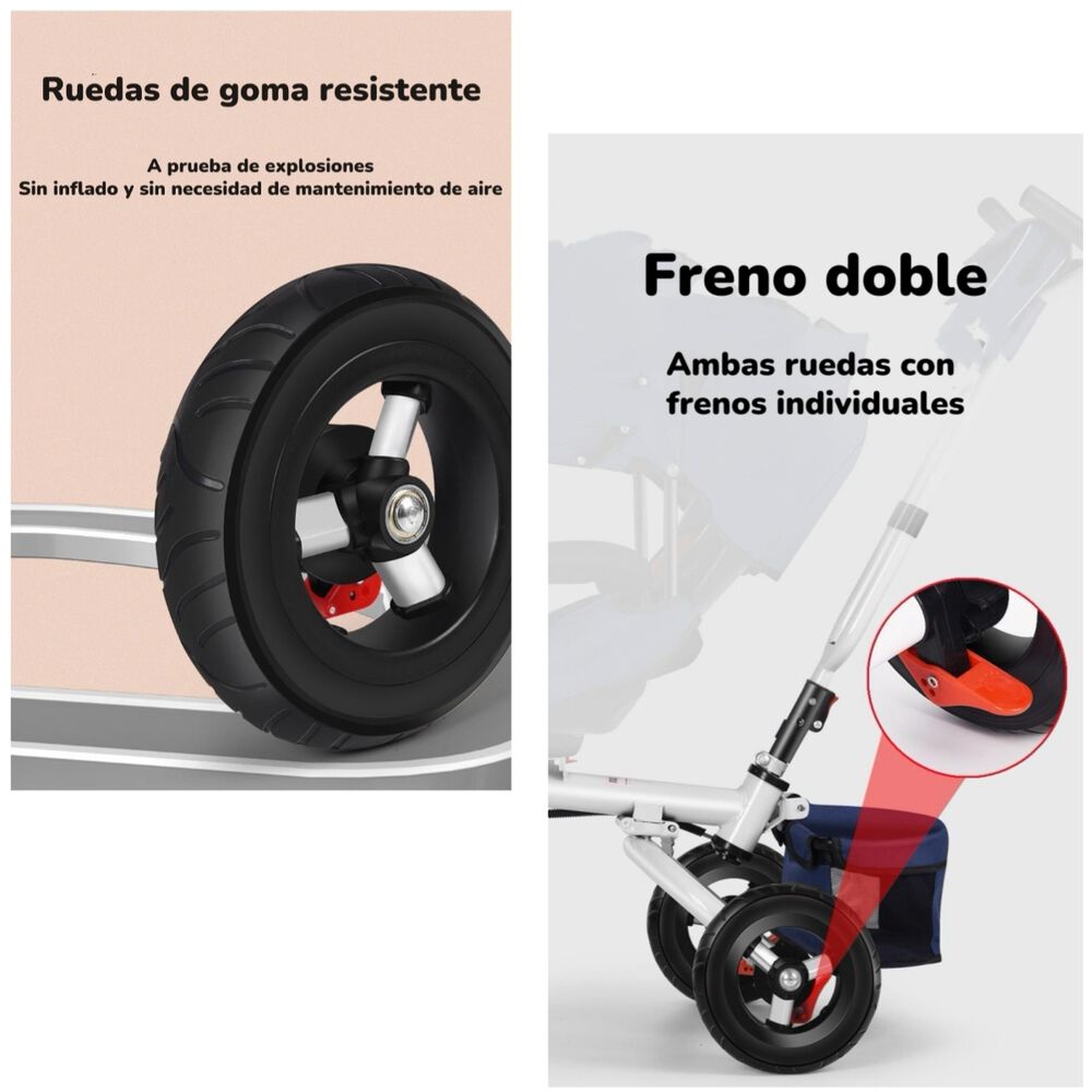 Triciclo Reversible Y Plegable Con Accesorios Azul Lubabycas image number 3.0