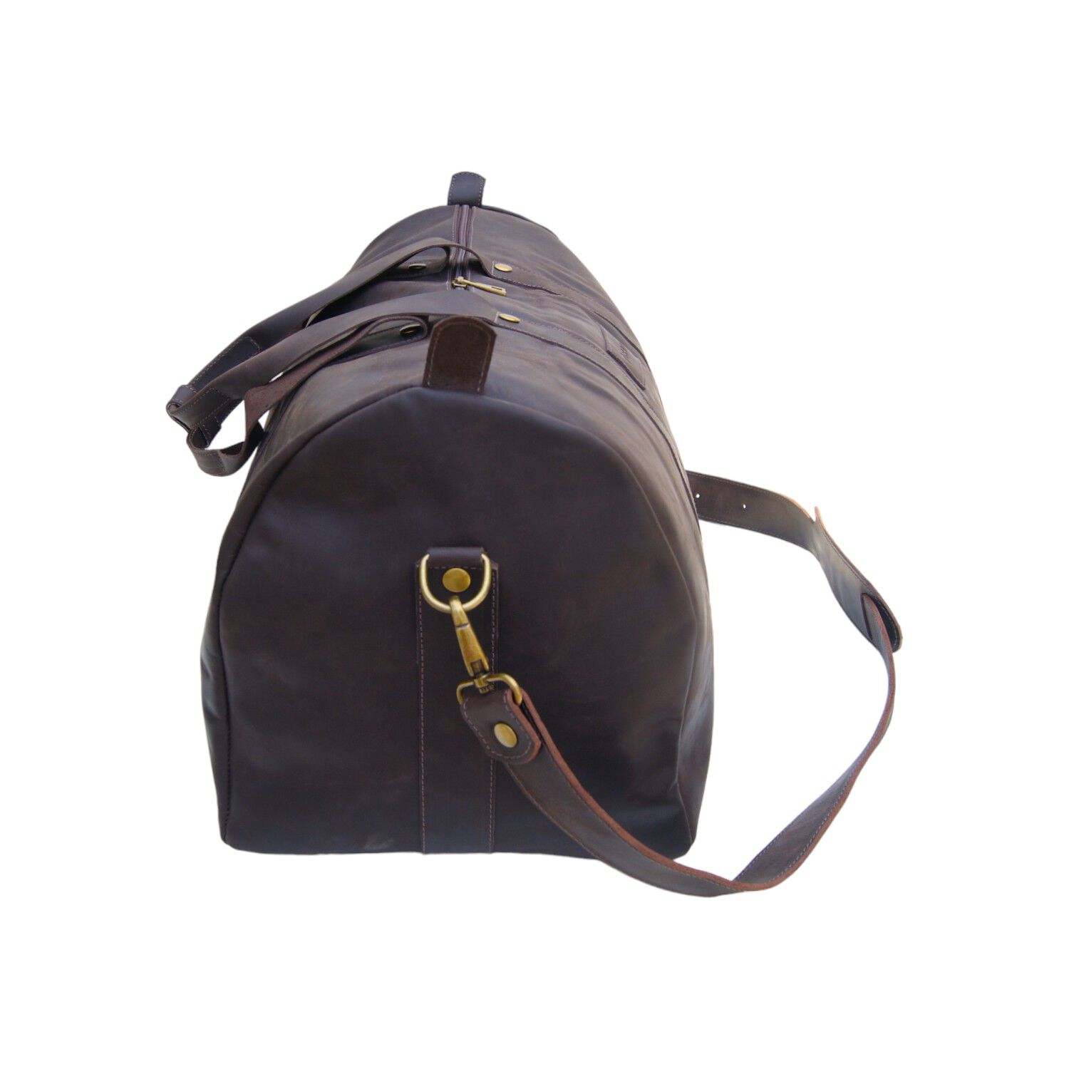 Bolso De Viaje De Cuero Cafe Oscuro image number 3.0