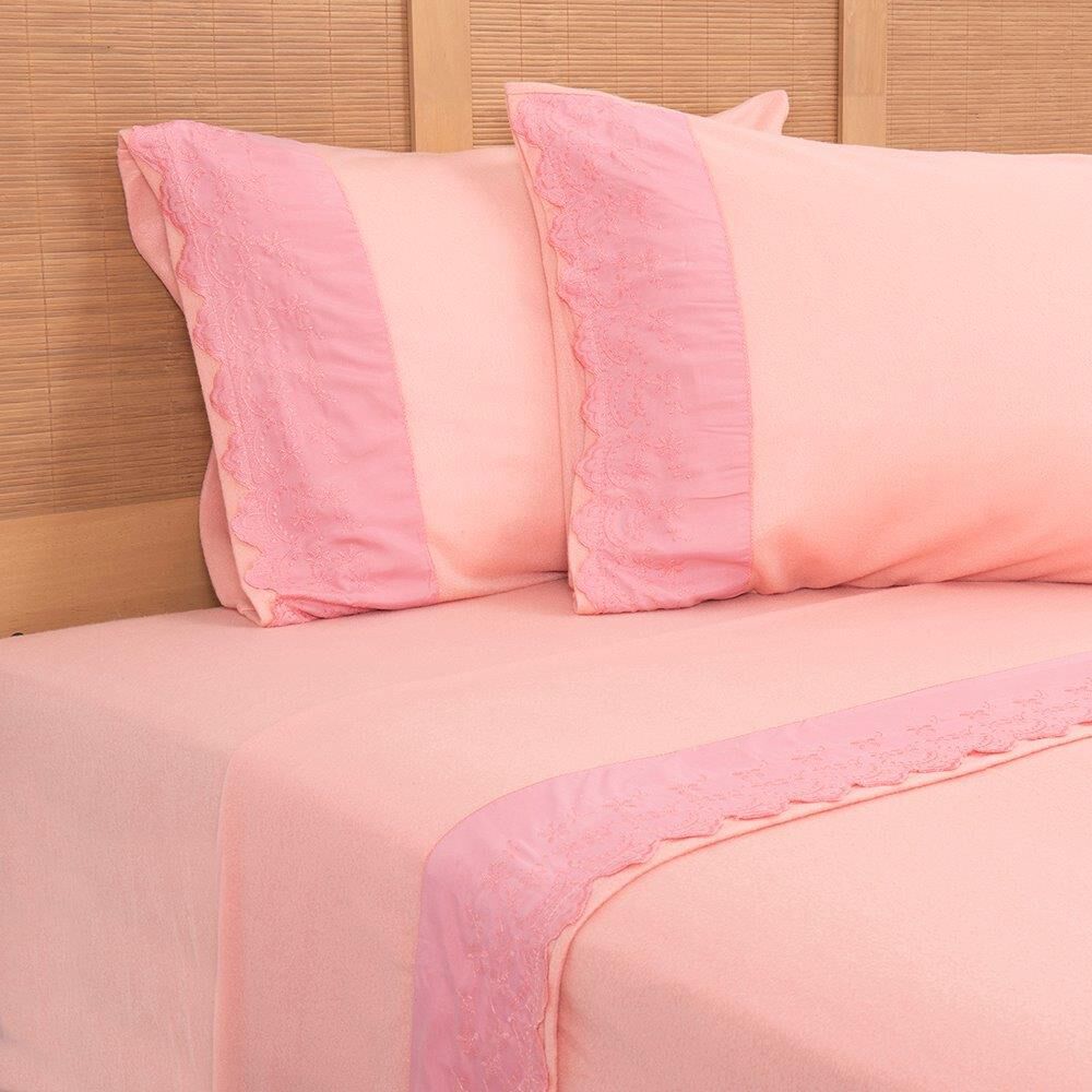 Sabana Polar Lisa Broderie King Rosado image number 1.0