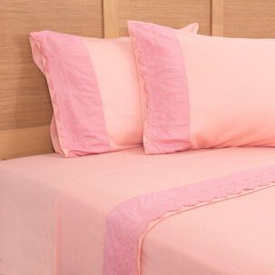 Sabana Polar Lisa Broderie King Rosado