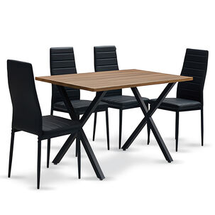 Comedor Bristol Mesa 70x75x120 4 Sillas Pu Negro
