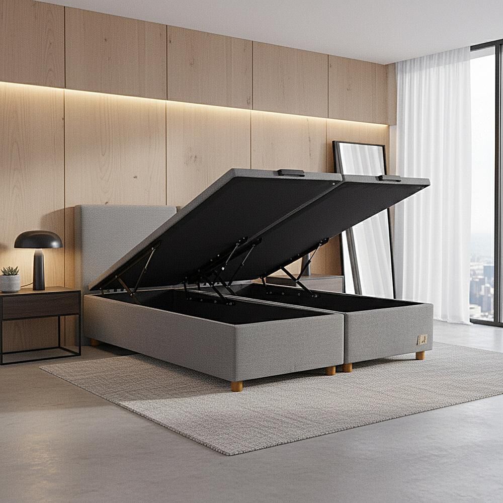 Base Cama Mons Ba&uacute;l 190 Bd Gris / 2 Plazas / Base Dividida image number 0.0