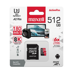 Tarjeta Microsd Maxell 512gb Uh-3 8k A2 180mb/s