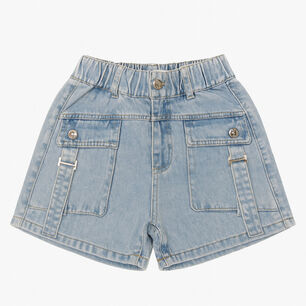 Short Jeans Ni&ntilde;os Azul Medio Kibou Vintage Estilo Cargo