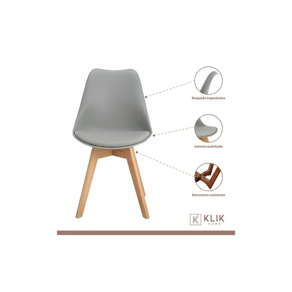 Comedor Mesa Eames Redonda Negra 80cms + 4 Sillas Tulip Gris image number 2.0