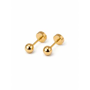 Aros Abridores Bolita 4mm N3 Oro 14k Beb&eacute; Ni&ntilde;a Hipoalerg&eacute;nic Dorado