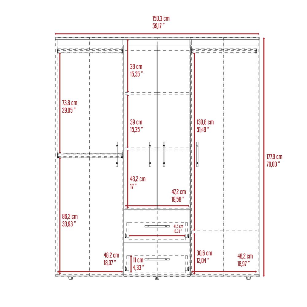 Closet 4 Puertas 2 Cajones Fm-020c - Café Claro image number 7.0