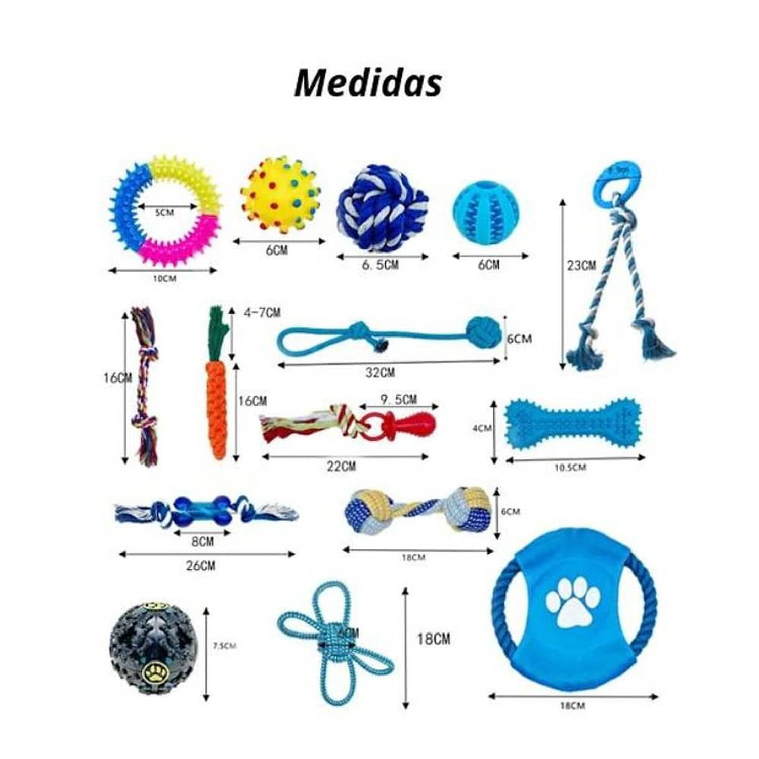 Set 15 Juguetes Para Mascotas Antiestr&eacute;s Pelota Cuerda Goma image number 3.0