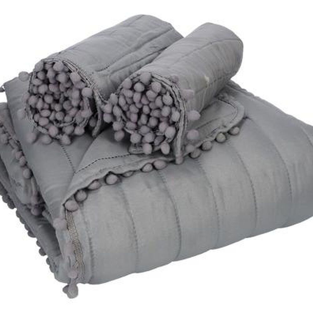Quilt Andes Pom Pom Gris King image number 4.0