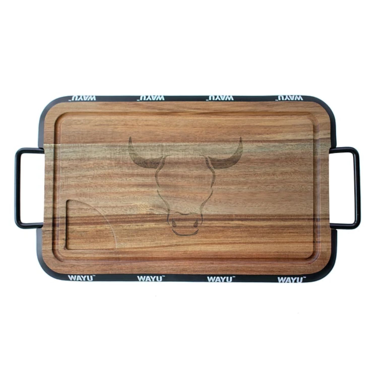 Tabla Wayu Madera Acacia 40cm Con Mangos Acero Cocina image number 0.0