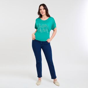 Polera Lisa Manga Corta Cuello Redondo Mujer Sexy Large