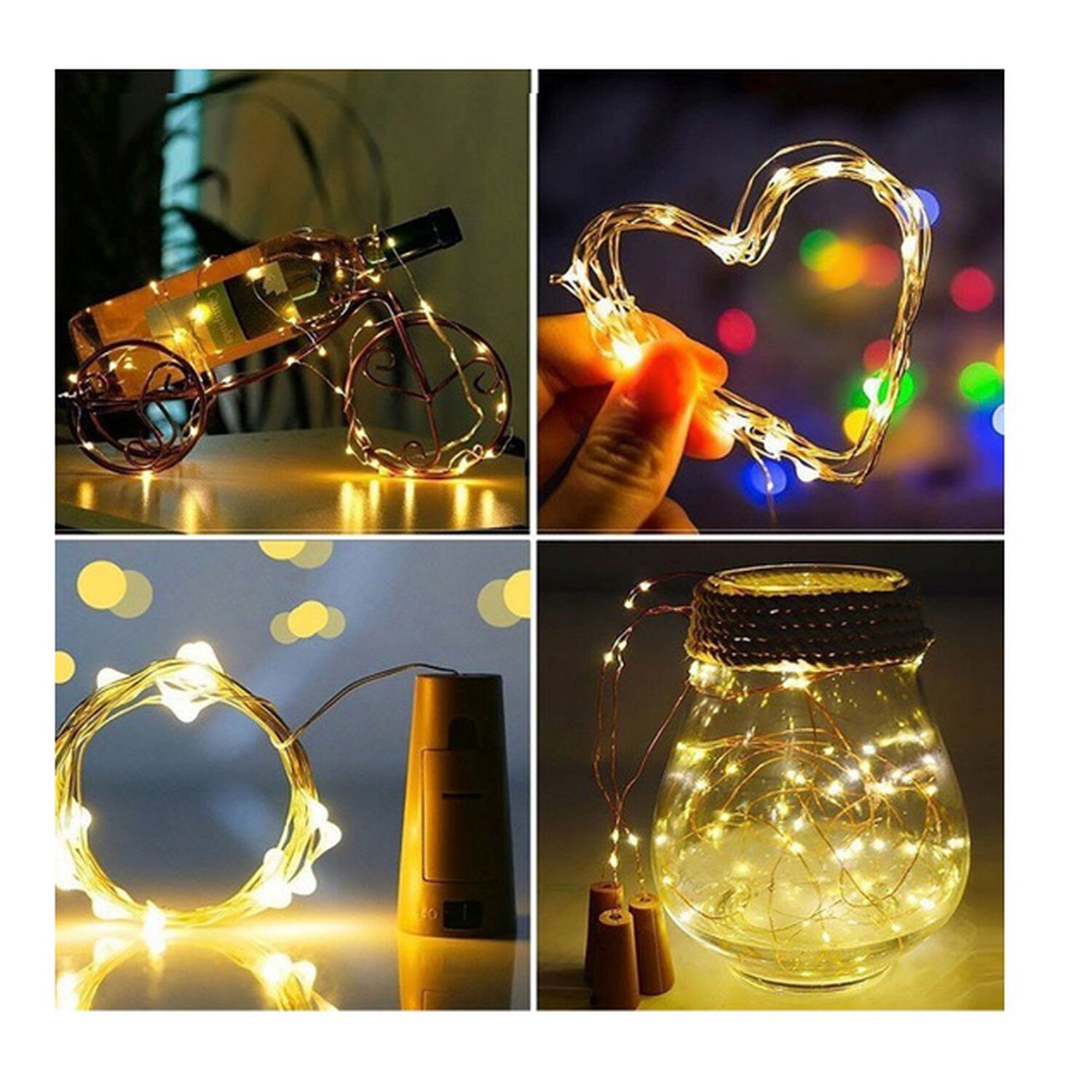 Luz Hada Tipo Corcho 1mt Alambre Guirnaldas Led Con Pilas Para Decoraci&oacute;n Para Botella U Otros Usos Con 3 Pilas Lr44 Inclu&iacute;das image number 9.0