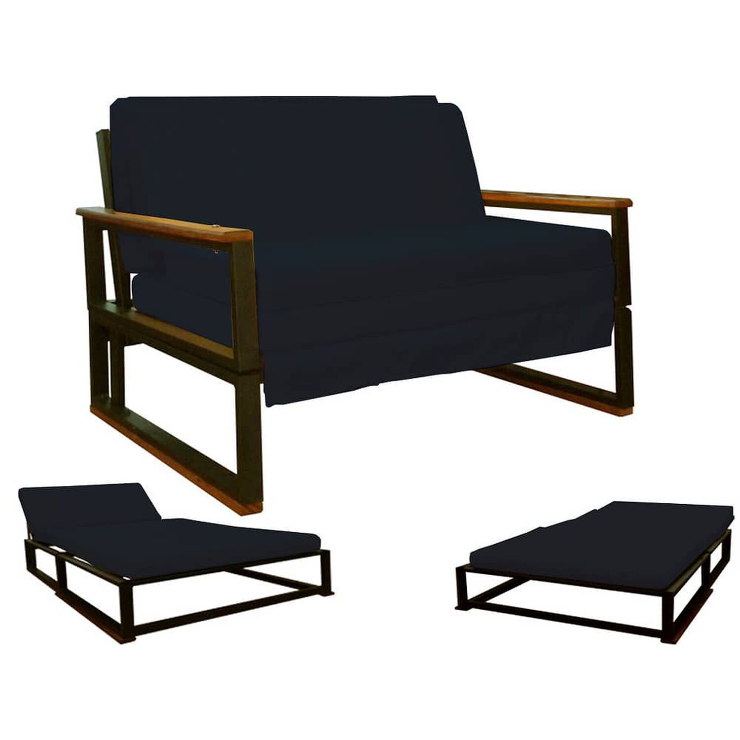 Futon Folk 1 Plaza " Negro " image number 1.0